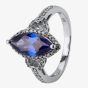 Silver Blue Marquise Cubic Zirconia Shoulders Ring BSR0011-CZ-T