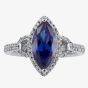 Silver Blue Marquise Cubic Zirconia Shoulders Ring BSR0011-CZ-T