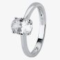 Silver Oval Four Claw Ring BSR0033-CZ