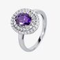 Silver Round Purple Cubic Zirconia Halo Ring ASHR022-CZ-PU