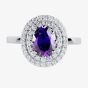 Silver Round Purple Cubic Zirconia Halo Ring ASHR022-CZ-PU