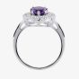 Silver Round Purple Cubic Zirconia Halo Ring ASHR022-CZ-PU