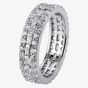 Silver Clear Rectangle Round Cubic Zirconia 3 Row Ring R7639-1-CZ