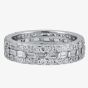 Silver Clear Rectangle Round Cubic Zirconia 3 Row Ring R7639-1-CZ