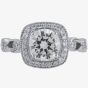 Silver Round Clear Cushion Cubic Zirconia Shoulders Ring R6880-CZ