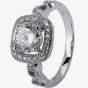 Silver Round Clear Cushion Cubic Zirconia Shoulders Ring R6880-CZ