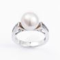 Sterling Silver 11mm Fresh Water Pearl Cubic Zirconia Ring ROW70009FW K