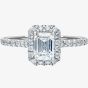 Platinum Lab Grown 1.45ct Emerald-Cut Diamond Halo Ring 3116/135