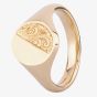 9ct Gold Mens Half Engraved Oval Signet Ring FSR1-14X12