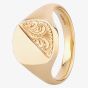 9ct Gold Mens Half Engraved Heavy Cushion Signet Ring FSR2-13X12