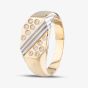 9ct Two Colour Gold Cubic Zirconia Striped Signet Ring DIV065