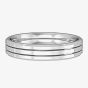 9ct White Gold 2 Line Bevelled Court Ring R44C772 