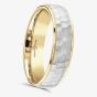 Brown & Newirth Couple 18ct Yellow Gold & Platinum Hammered 5mm Ring 6143 5.0 