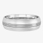 9ct White Gold Two Groove Satin Court Ring R26E012