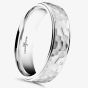 Brown & Newirth 9Ct White Gold Hammered 5Mm Band Ring LZNP799 5.0 