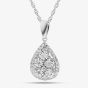 Sterling Silver Certified Lab Grown 0.25ct Diamond Pear Shape Cluster Pendant Necklace LGP40247-25