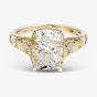 14ct Yellow Gold Certified 4.15ct Cushion Cut Lab Grown Diamond Shoulder Set Ring LGR47672-415