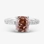 Platinum Certified 3.45ct Brown Pink Cushion Cut Lab Grown Diamond Ring HLM505-HACC13