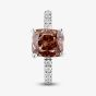 Platinum Certified 3.45ct Brown Pink Cushion Cut Lab Grown Diamond Ring HLM505-HACC13