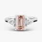 Platinum Certified 2.72ct Pink Emerald Cut Lab Grown Diamond Trilogy Ring HLM516-3SEC08