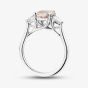 Platinum Certified 2.72ct Pink Emerald Cut Lab Grown Diamond Trilogy Ring HLM516-3SEC08