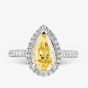 Platinum Certified 2.63ct Yellow Pear Cut Lab Grown Diamond Cluster Ring HLM518-HAPS12