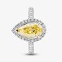 Platinum Certified 2.63ct Yellow Pear Cut Lab Grown Diamond Cluster Ring HLM518-HAPS12