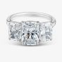 Platinum Certificated 5.08ct Lab Grown Radiant Cut Diamond Three Stone Ring U3785