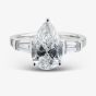Platinum 3.74ct Certificated Pear Cut Lab Grown Diamond Shoulder Set Solitaire Ring MISC 6