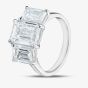 Platinum Certificated 6.03ct Lab Grown Emerald Cut Diamond Three Stone Ring U1842