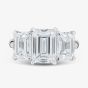 Platinum Certificated 6.03ct Lab Grown Emerald Cut Diamond Three Stone Ring U1842