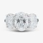 Platinum Certificated 5.03ct Lab Grown Oval Cut Diamond Three Stone Ring U3806