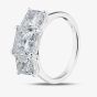 Platinum Certificated 4.07ct Lab Grown Princess Cut Diamond Three Stone Ring U3811