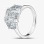 Platinum Certificated 4.37ct Lab Grown Emerald Cut Diamond Three Stone Ring U3372