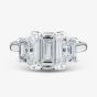 Platinum Certificated 4.37ct Lab Grown Emerald Cut Diamond Three Stone Ring U3372
