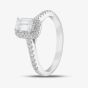9ct White Gold Certified Lab Grown 0.75ct Emerald & Brilliant Cut Diamond Shoulder Set Halo Ring LGR15213-100E (WG)