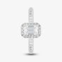 9ct White Gold Certified Lab Grown 0.75ct Emerald & Brilliant Cut Diamond Shoulder Set Halo Ring LGR15213-100E (WG)