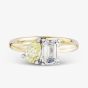 9ct Two Colour Gold Certified 1.79ct Emerald & Pear Cut Lab Grown Diamond Dress Ring PO6878-SS2S02