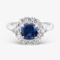 9ct White Gold 1.85ct Sapphire & 0.75ct Lab Grown Diamond Halo Ring LGR46788-SD