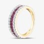 9ct Yellow Gold Ruby & Lab Grown Diamond Three Row Half Eternity Ring LGR44409-RD