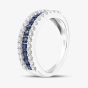 9ct White Gold Sapphire & Lab Grown Diamond Three Row Half Eternity Ring LGR44409-SD