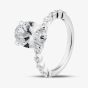 9ct White Gold 3.50ct Certificated Oval Cut Lab Grown Diamond Shoulder Set Solitaire Ring LGR47719-350 (WG)(CERT)