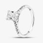 9ct White Gold 1.20ct Certificated Radiant Cut Lab Grown Diamond Shoulder Set Solitaire Ring LGR50744-120