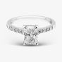 9ct White Gold 1.20ct Certificated Radiant Cut Lab Grown Diamond Shoulder Set Solitaire Ring LGR50744-120