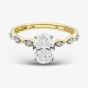 9ct Yellow Gold 1.10ct Certificated Oval Cut Lab Grown Diamond Shoulder Set Solitaire Ring LGR48743-110