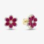 9ct Yellow Gold Certified 0.25ct Lab Grown Diamond & 3.00ct Ruby Flower Stud Earrings LGE46343-RD