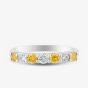 18ct White Gold Lab Grown 0.64ct White & Yellow Diamond Half Eternity Ring 06WQN-W001