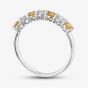 18ct White Gold Lab Grown 0.64ct White & Yellow Diamond Half Eternity Ring 06WQN-W001