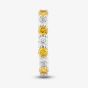 18ct White Gold Lab Grown 0.64ct White & Yellow Diamond Half Eternity Ring 06WQN-W001