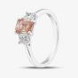 18ct White Gold Lab Grown 1.46ct Pink & White Diamond Trilogy Ring 088PV-W001